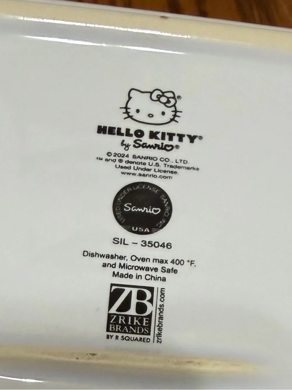 Hello Kitty White Ceramic Serving Dish with Yellow Trim